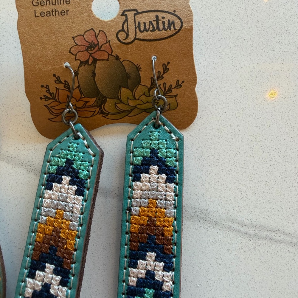 Justin Boots Green and Multicolor Earrings - Picture 3 of 5